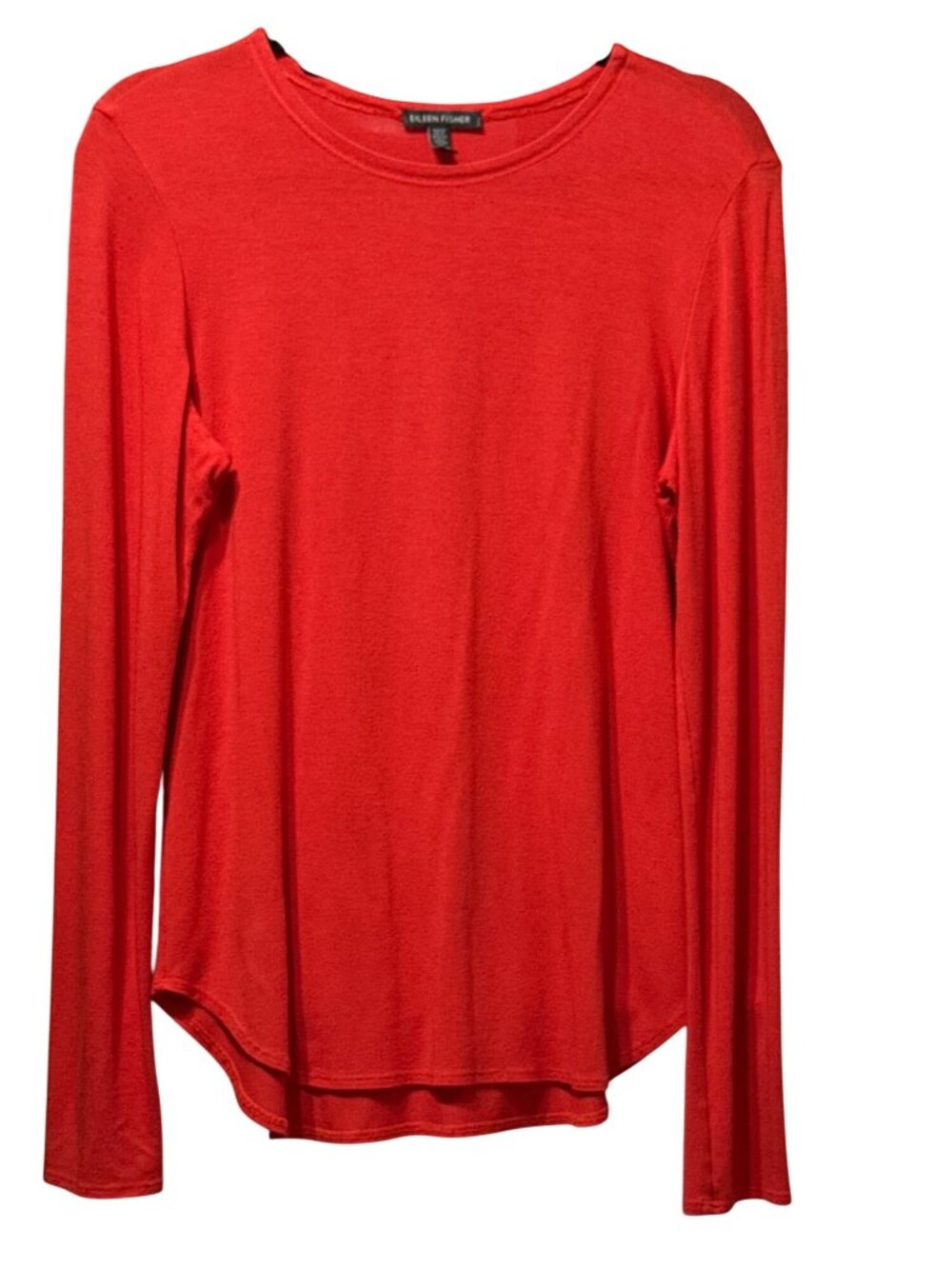 Eileen Fisher Womens Long Sleeve Orange Knit Top Viscose Blend Casual S/P